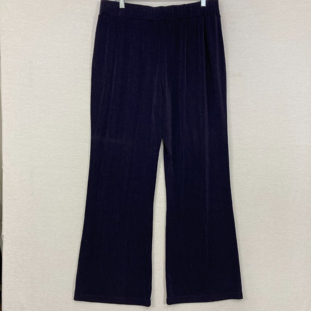 New Chico's Travelers size XL/3 Dark Purple Slinky Knit Wide Leg Pull-on Pants - Picture 7 of 8